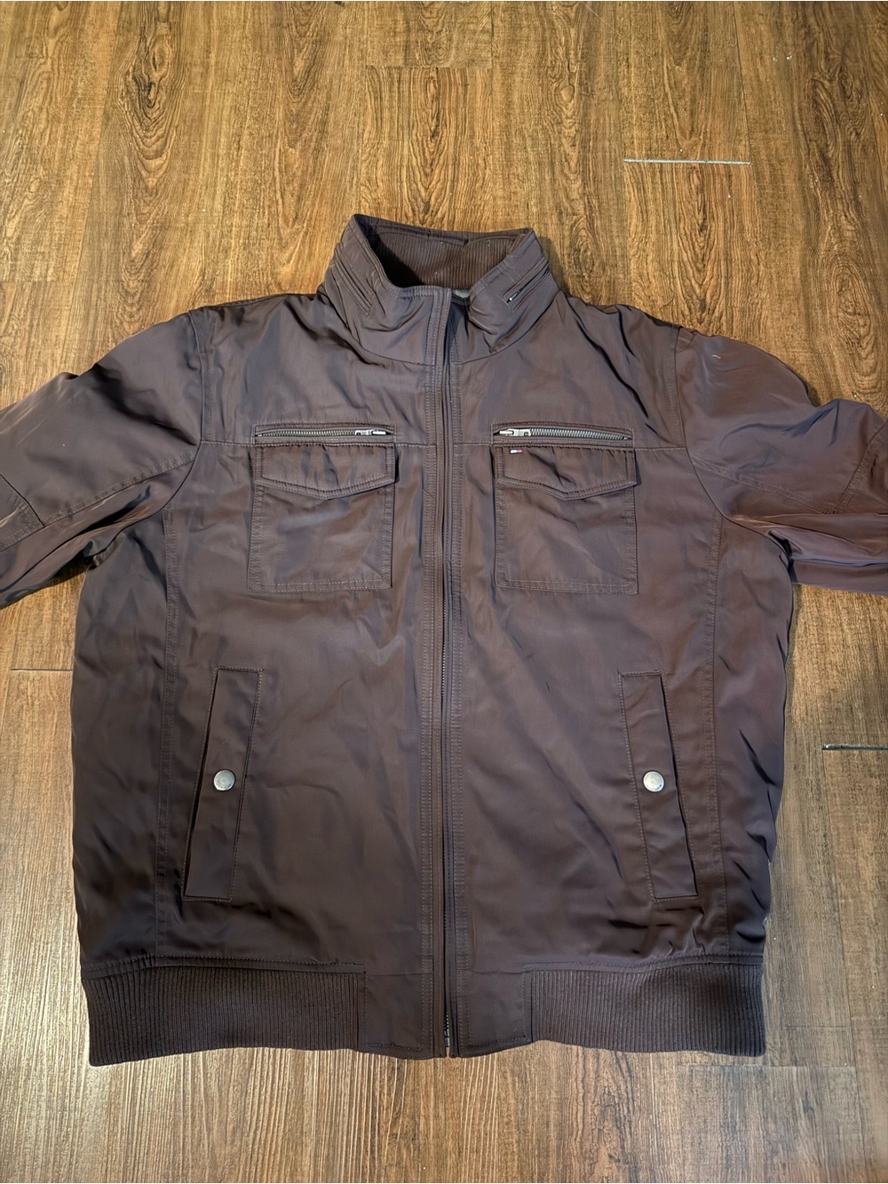 Tommy Hilfiger Men's maroon Zip-Up Bomber Jacket